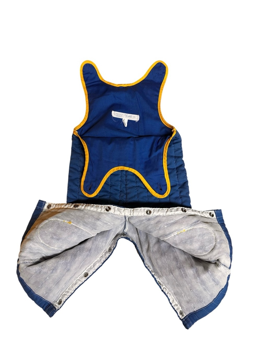 Vintage Quilted Overalls Blue, Red, Yellow By Thomas Made In USA Size: 18 Months - Picture 5 of 7